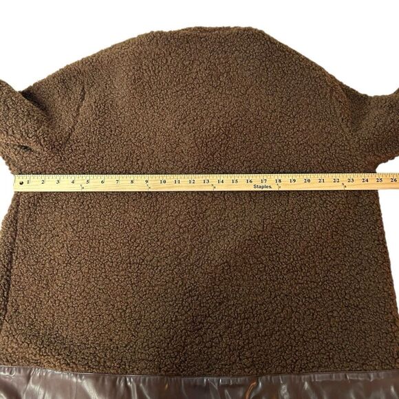 Bloomchic PU Leather Patchwork Metal Detail Brown Teddy Jacket Size 14/16 - Picture 10 of 15